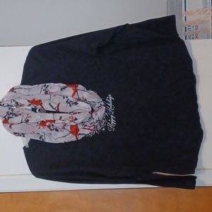 Black long sleeve shirt with infinity scarf